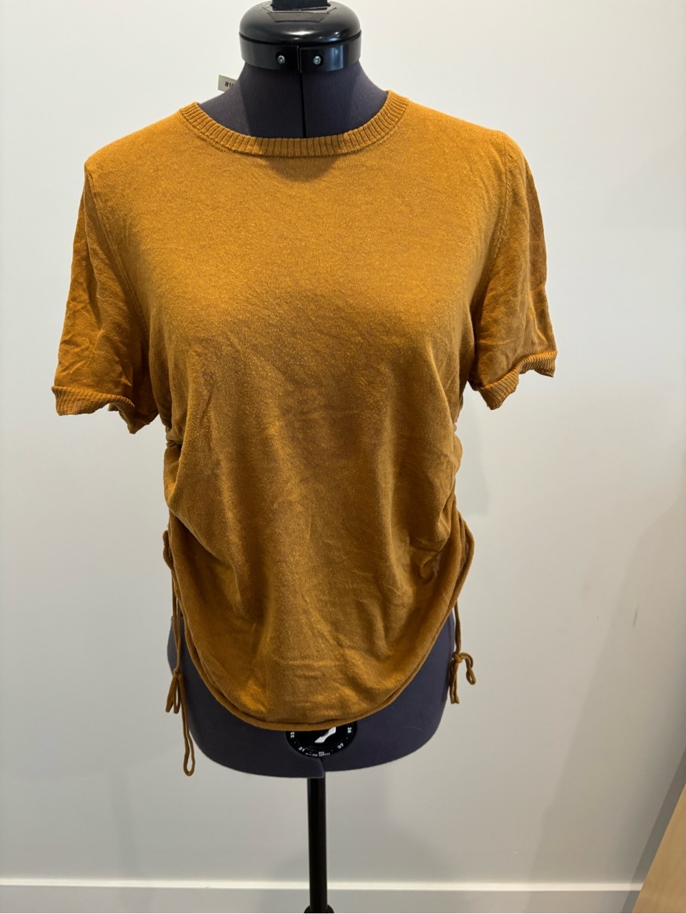 MJ Watson MJW Italian Fine Knit Side-Drawstring Ruched Top